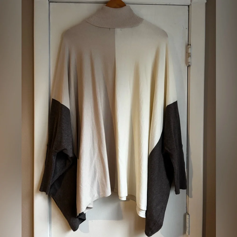 Alfani Cream and Brown Turtleneck Sweater - Picture 7 of 7
